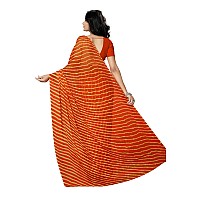 RANI SAAHIBA Lehriya Printed Chiffon Saree Without Blouse SKR3648Orange