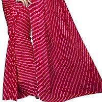 RANI SAAHIBA Lehriya Printed Chiffon Saree Without Blouse SKR3651Rani Pink