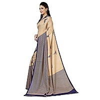 Vimla Womens Beige Malgudi Art Silk Uniform Saree with Blouse (5898)