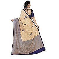 Vimla Womens Beige Malgudi Art Silk Uniform Saree with Blouse (5898)