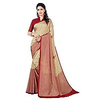 Vimla Womens Beige Malgudi Art Silk Uniform Saree with Blouse (5899)