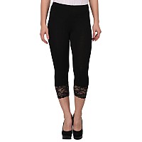 Espresso Women Viscosespandex 34Th Capri Pant With Bottomlace Black Regular Size M