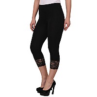 Espresso Women Viscosespandex 34Th Capri Pant With Bottomlace Black Regular Size M