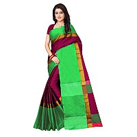 DHRUVI TRENDZ Womens Art Silk Saree With Blouse Piece (Dt-S1119_Green_One Size_Pink & Green)