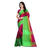 DHRUVI TRENDZ Womens Art Silk Saree With Blouse Piece (Dt-S1119_Green_One Size_Pink & Green)