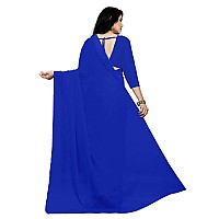 Sidhidata Textile Womens Plain Solid Pure Georgette saree With Unstitched Blouse Piece plain royal blueroyal blueFree Size