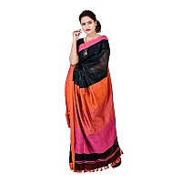 HAIDER ALI AND SONS Pure Linen Saree for Women With Unstitched Blouse Piece Traditional Ethnic wear Summer Saree Black