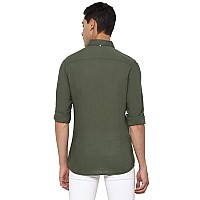 Allen Solly Men's Solid Slim Fit Shirt (ASSFWMOFG80292_Olive 39)