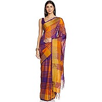 DHRUVI TRENDZ Women Cotton Silk Saree(S1106_Purple_Free Size)