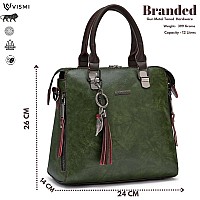 Vismiintrend Green Leather Sling Satchel Handbag For Women & Girls| Casual Shoulder Bag For Travel, Office, College | Side Purse For Birthday, Anniversary Gift For Wife/Mother & Rakhi Gifts For Sister