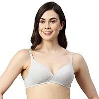 Enamor A039 Perfect Coverage Supima Cotton Tshirt Bra Padded Wirefree Medium Coverage Greymelange