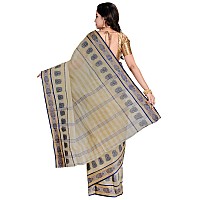 Avik Creations Womens Tant & Tangail Cotton Saree Without Blouse Piece (NGT-17_Light Brown & Blue)