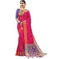 EthnicJunction Womens Banarasi Cotton Silk Saree With Blouse Piece EJ11751006XPink