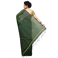 BENGAL HANDLOOM Traditional Handloom Temple border Sea Blue Colour Saree