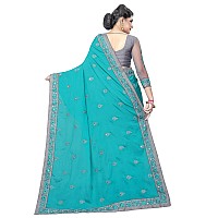 MANSVI FASHION Womens Banarasi & Bhagalpuri Georgette Saree With Blouse Piece (2201-Rama Grey_Rama & Grey)