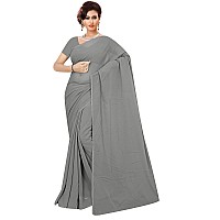 Sidhidata Womens Georgette Saree With Unstitched Blouse Piece (plain greyy_Grey), Free Size