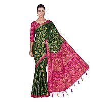 Mimosa Womens Kanchipuram Silk Saree With Unstitched Blouse Piece (4282-65-2D-Bgrn-Rni_Green)