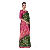 Mimosa Womens Kanchipuram Silk Saree With Unstitched Blouse Piece (4282-65-2D-Bgrn-Rni_Green)