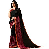 Rajeshwar Fashion With Rf Womens Georgette Printed Lace Work Saree With Blouse Piece (New,A15 Multicolored_Free Size)