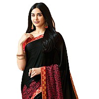 Rajeshwar Fashion With Rf Womens Georgette Printed Lace Work Saree With Blouse Piece (New,A15 Multicolored_Free Size)