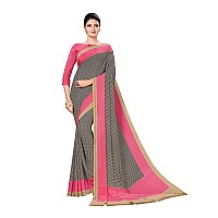 Vimla Womens Multi Crape Silk Uniform Saree with Blouse (Free Size_1113_Multicolor)