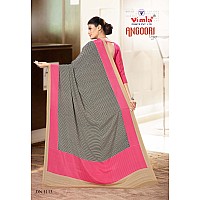 Vimla Womens Multi Crape Silk Uniform Saree with Blouse (Free Size_1113_Multicolor)