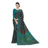 Vimla Womens Multi Crape Silk Uniform Saree with Blouse (Free Size_1111_Multicolor)