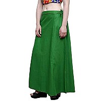 Ridhi and Sidhi Womens Cotton Best Plain Solid Indian Stitched Saree Petticoats (Green, 40)