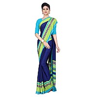 Uniform Sarees Corp Women Silk Crepe Saree With Blouse Piece (D.No-4742019_Blue)