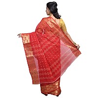 Raj Sarees Womens Woven Cotton Saree without Blouse Piece Red and Golden