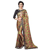 RAJESHWAR FASHION WITH RF Womens Moss Silk Floral Printed Sarees For Women With Jacquard Lace Border & Blouse Piece(A28 GREY_Multicoloured)