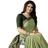 RAJESHWAR FASHION WITH RF Womens Floral Printed Georgette Sarees For Women Jacquard Lace Border & (Mehindi_Free Size 6.30 Mtr)