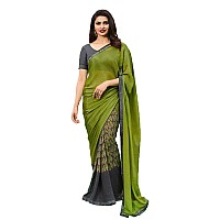 RAJESHWAR FASHION WITH RF Womens Floral Printed Half &Half Georgette Saree For Women With Lace & Blouse(A29 GREEN_Free Size)