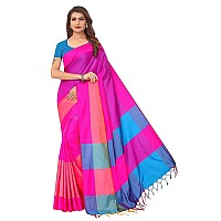 DHRUVI TRENDZ Womens Banarasi Cotton & Silk Saree (Dt-S1224_Pink_One Size_Pink)