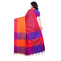 Leriya Fashion Womens Cotton Silk Saree (Free Size) (Dark Orange)