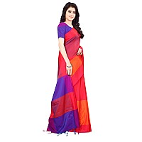 Leriya Fashion Womens Cotton Silk Saree (Free Size) (Dark Orange)