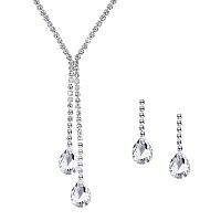 Yellow Chimes Jewellery Set for Women Sparkling White Crystals Jewellery Set with Earrings Necklace Set for Women and Girls