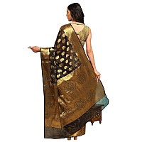 Silk Zone Womens Banarasi Art Silk Saree with Blouse Piece(Black)