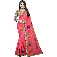 Online Bazaar Womens Chanderi Cotton Silk Saree With Blouse Piece (2246_Pink)