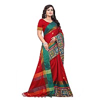 arriva fab cotton silk with blouse piece Saree Riva405 Red Free Size