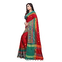 arriva fab cotton silk with blouse piece Saree Riva405 Red Free Size