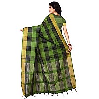 DHRUVI TRENDZ Women Cotton Saree(DT-S1102& S1274_Green & Red_Free Size)