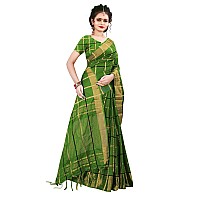 Dhruvi Trendz Soft Cotton & Silk Saree For Women Banarasi Saree Under 399 2021 Beautiful For Women saree (Green_Free Size)