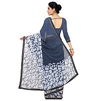 Jaanvi fashion Chiffon Blend with Blouse Piece Saree (Cherry-Grey-ct 6.3)