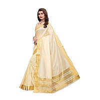 Maxis Womens Cotton Silk Saree With Blouse Piece (SSC_KRLCTN_CREAM_Ivory, Cream)