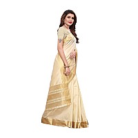 Maxis Womens Cotton Silk Saree With Blouse Piece (SSC_KRLCTN_CREAM_Ivory, Cream)