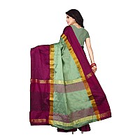 DHRUVI TRENDZ Women Cotton Silk SareeDupliS1125Light Green PinkFree Size