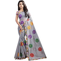 Online Bazaar Womens Chanderi Cotton Saree With Blouse Piece (2246-PARI_Grey)