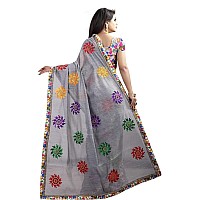 Online Bazaar Womens Chanderi Cotton Saree With Blouse Piece (2246-PARI_Grey)