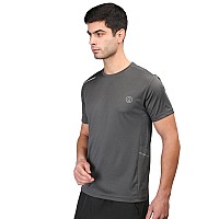 Chkokko Mens Gym Regular Fit Half Sleeves Tshirt Darkgrey Size S